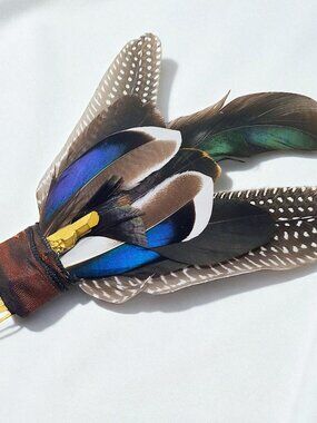 Quartz Point Feather Hair Comb, Feather Fascinator
